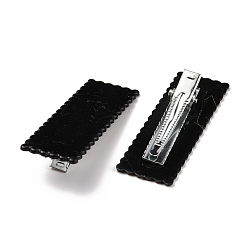Black Rectangle Plastic Alligator Hair Clips, Hair Barrettes for Women and Girls, with Platinum Tone Iron Findings, Black, 55x20x10mm