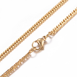 Golden 304 Stainless Steel Curb Chain Necklaces, with Lobster Claw Clasps, Golden, 19.7 inch(50cm), 2.5mm
