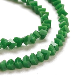 Dark Green Glass Beads Strands, Imitation Jade Glass, Faceted, Polygon, Dark Green, 2.5x2.5x2.5mm, Hole: 0.7mm, about 150pcs/strand, 13.39''(34cm)