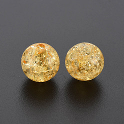 Orange Transparent perles acryliques craquelés, ronde, orange, 12x11mm, Trou: 2mm, environ566 pcs / 500 g.