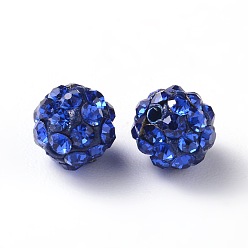 Sapphire Polymer Clay Rhinestone Beads, Pave Disco Ball Beads, Grade A, Round, PP9, Sapphire, PP9(1.5~1.6mm), 6mm, Hole: 1.2mm