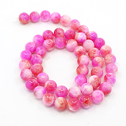 Fuchsia Natural Persian Jade Beads Strands, Dyed, Round, Fuchsia, 6mm, Hole: 1mm, about 62pcs/strand, 16 inch