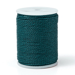 Teal Round Waxed Polyester Cord, Taiwan Waxed Cord, Twisted Cord, Teal, 1mm, about 12.02 yards(11m)/roll