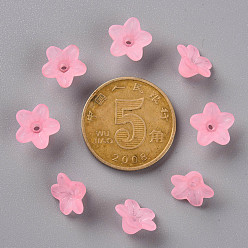 Hot Pink Transparent Acrylic Beads, Flower, Frosted, Hot Pink, 12x7mm, Hole: 1mm, about 4600pcs/500g