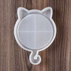 White DIY Cat's Head Display Tray Silicone Molds, Resin Casting Molds, for UV Resin & Epoxy Resin Craft Making, White, 205x150x22mm