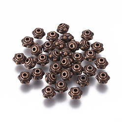 Red Copper Tibetan Style Alloy Spacer Beads, Lead Free & Cadmium Free, Red Copper, 7x5.5mm, Hole: 1mm