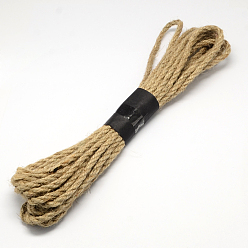 Camel Jute Cord, Jute String, Jute Twine, 2 Ply, for Jewelry Making, Camel, 5mm, about 5.46 yards(5m)/roll, 12bundles/bag