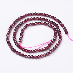 Garnet Natural Garnet Beads Strands, Faceted, Round, 3mm, Hole: 0.5mm, about 106pcs/strand, 12.6 inch(32cm)