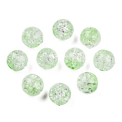 Светло-зеленый Прозрачных бусин акриловые треск, круглые, светло-зеленый, 8x7.5 мм, отверстие : 1.8 мм, о 1700шт / 500G