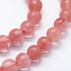 Cherry Quartz Glass Cherry Quartz Glass Beads Strands, Round, 12mm, Hole: 1.2mm, about 32pcs/strand,  14.76 inch(37.5cm)