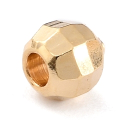 Real 24K Gold Plated Brass Spacer Beads, Long-Lasting Plated, Faceted Round, Real 24K Gold Plated, 3.5mm, Hole: 1.5mm