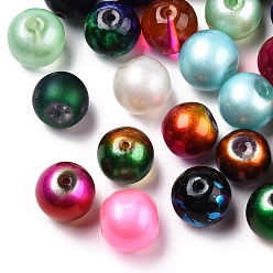 Mixed Color Mixed Style & Mixed Color Round Spray Painted Glass Beads, 12mm, Hole: 1.5mm, about 100pcs/bag