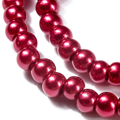 Mixed Color Baking Painted Glass Pearl Bead Strands, Pearlized, Round, Mixed Color, 3~4mm, Hole: 0.5mm, about 195pcs/strand, 23.6 inch
