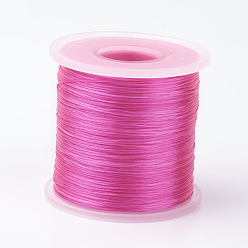 Ярко-Розовый Японский плоский эластичный хрустальный шнур, эластичная нить для бисера, для изготовления эластичного браслета, ярко-розовый, 0.5 мм, около 328.08 ярдов (300 м) / рулон