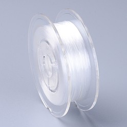 White Japanese Eco-Friendly Dyed Flat Elastic Crystal String, Elastic Beading Thread, for Stretch Bracelet Making, Flat, White, 0.6mm, about 60m/roll(65.62yards/roll)