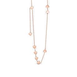 Розовое Золото Ожерелья shegrace из титана и стали, с кабельными цепями, сердце, розовое золото , 15.75 дюйм (40 см)