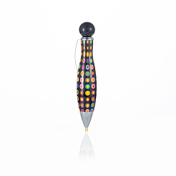 Black Plastic Diamond Painting Point Drill Pen, with Clip, Diamond Painting Tools, Polka Dot Pattern, Black, 100x20mm