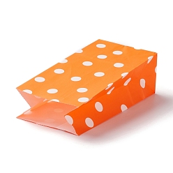 Темно-Оранжевый Прямоугольные крафт-бумажные мешки, никто не обрабатывает, подарочные пакеты, полька точка рисунок, темно-оранжевый, 9.1x5.8x17.9 см