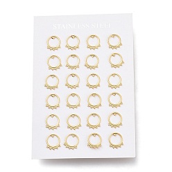 Golden 304 Stainless Steel Stud Earrings, with Ear Nuts, Ring, Golden, 12x10x0.8mm, Pin: 0.7mm