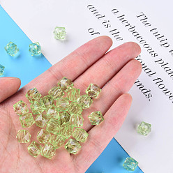 Light Green Transparent Acrylic Beads, Faceted, Square, Light Green, 8.5x9.5x9.5mm, Hole: 2.5mm, about 1070pcs/500g