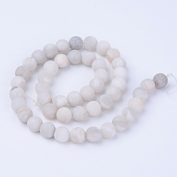Natural Agate Natural Agate Beads Strands, Frosted, Round, Dyed, 6~6.5mm, Hole: 1mm, about 63pcs/strand, 15.5 inch