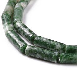 Pierre Avec Point Vert Perles de jaspe tache verte naturelle, colonne, 4x13~14mm, Trou: 1.2mm, Environ 29 pcs/chapelet, 15.39'' (39.1 cm)