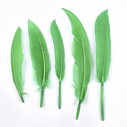 Lime Green Goose Feather Costume Accessories, Dyed, Lime Green, 105~157x16~22mm, about 500pcs/bag
