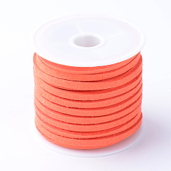 Оранжево-Красный Шнуры из искусственной замши, искусственная замшевая кружева, оранжево-красный, 3x1.5 мм, около 5.46 ярдов (5 м) / рулон, 25 рулонов / мешок