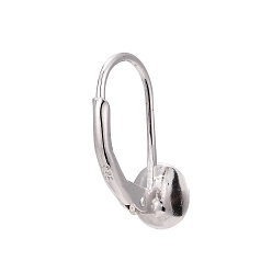 Platinum Rhodium Plated 925 Sterling Silver Leverback Earring Findings, with Cup Pearl Peg Bails Pin, for Half Drilled Beads, Platinum, 17mm, Pin: 0.7mm, Bail: 6mm, pin: 0.6mm