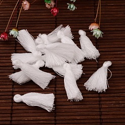 White Cotton Thread Tassels Pendant Decorations, White, 25~31x5mm, about 39~47pcs/bag