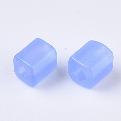 Королевский синий 6/0 прозрачное стекло бисер, матовые ab цвета, квадратное отверстие, кубические, королевский синий, 6/0, 3~5x3~4x3~4 мм, отверстия: 1.2~1.4 мм, около 4500 шт / мешок