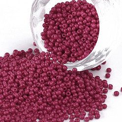 Cerise 11/0 Grade A Round Glass Seed Beads, Baking Paint, Cerise, 2.3x1.5mm, Hole: 1mm, about 48500pcs/pound