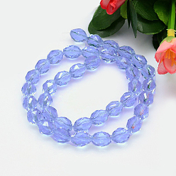 Alice Blue Faceted Oval Imitation Austrian Crystal Bead Strands, Grade AAA, Alice Blue, 9x6mm, Hole: 0.7~0.9mm, about 45pcs/strand, 15.7 inch