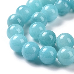 Dark Cyan Natural Mashan Jade Round Beads Strands, Dyed, Dark Cyan, 6mm, Hole: 1mm, about 69pcs/strand, 15.7 inch