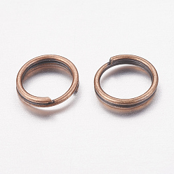 Red Copper Iron Split Rings, Double Loops Jump Rings, Cadmium Free & Nickel Free & Lead Free, Red Copper, 6x1.4mm, about 5.3mm inner diameter, about 9500pcs/1000g