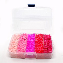 Pink 5mm PE DIY Fuse Beads Refills for Kids, Tube, Pink, 5x5mm, Hole: 3mm, about 1900pcs/ box