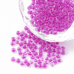 Magenta 12/0 Glass Seed Beads, Inside Colors, Magenta, 2mm, about 30000pcs/pound