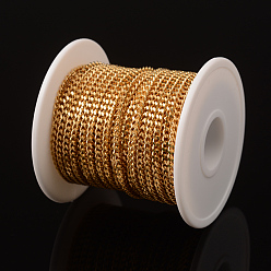 Golden Unwelded 304 Stainless Steel Curb Chains, Twisted Chains, with Spool, Faceted, Golden, 4x3x0.8mm, about 65.61 Feet(20m)/roll