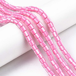 Hot Pink Handmade Polymer Clay Bead Strands, Column, Hot Pink, 6x6mm, Hole: 1.5mm, about 63pcs/strand, 15.55 inch~15.94 inch(39.5~40.5cm)