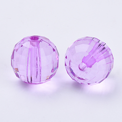 Dark Violet Transparent Acrylic Beads, Faceted, Round, Dark Violet, 8x8mm, Hole: 1.5mm, about 1770pcs/500g