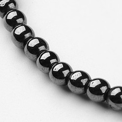 Hematite Synthetic Hematite Stretch Bracelets, Round, 53mm(2-1/8 inch)