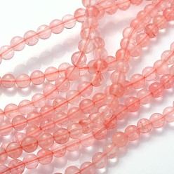 Cherry Quartz Glass Cherry Quartz Glass Beads Strands, Round, about 6mm in diameter, hole: about 0.8mm, 15~16 inch