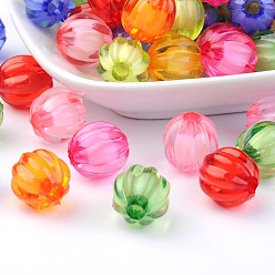 Mixed Color Transparent Acrylic Beads, Bead in Bead, Pumpkin, Mixed Color, 14mm, Hole: 4mm, about 390pc/500g