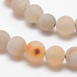 PeachPuff Electroplated Natural Agate Bead Strands, Round, Grade A, PeachPuff, 6mm, Hole: 1mm, about 61pcs/strand, 15 inch