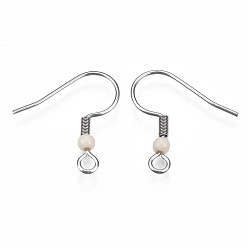Mixed Color 304 Stainless Steel Earring Hooks, Ear Wire, with Acrylic Beads and Horizontal Loop, Mixed Color, 19.5x18.5mm, Hole: 2mm, 22 Gauge, Pin: 0.6mm