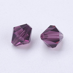 Dark Orchid Imitation Austrian Crystal Beads, Grade AAA, Faceted, Bicone, Dark Orchid, 8x8mm, Hole: 0.9~1mm