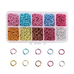 Mixed Color Aluminum Wire Open Jump Rings, Mixed Color, 18 Gauge, 8x1mm, about 2020pcs/box