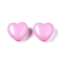 Pearl Pink Opaque Acrylic Beads, Heart, Pearl Pink, 10x11x6mm, Hole: 2mm, about 1267pcs/500g