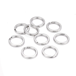 Stainless Steel Color 304 Stainless Steel Keychain Clasps, Split Key Rings, Stainless Steel Color, 15x2mm