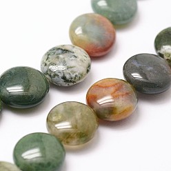 Indian Agate Natural Indian Agate Beads Strands, Flat Round, 12x6mm, Hole: 1.2mm, 33pcs/strand, 15.7 inch
